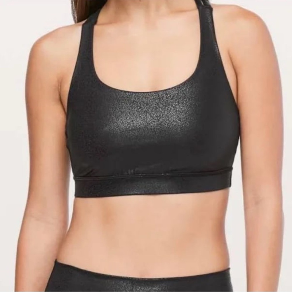 Lululemon Flow Bra Nulu Shine Metallic Sports Bra Light Support, Size 4